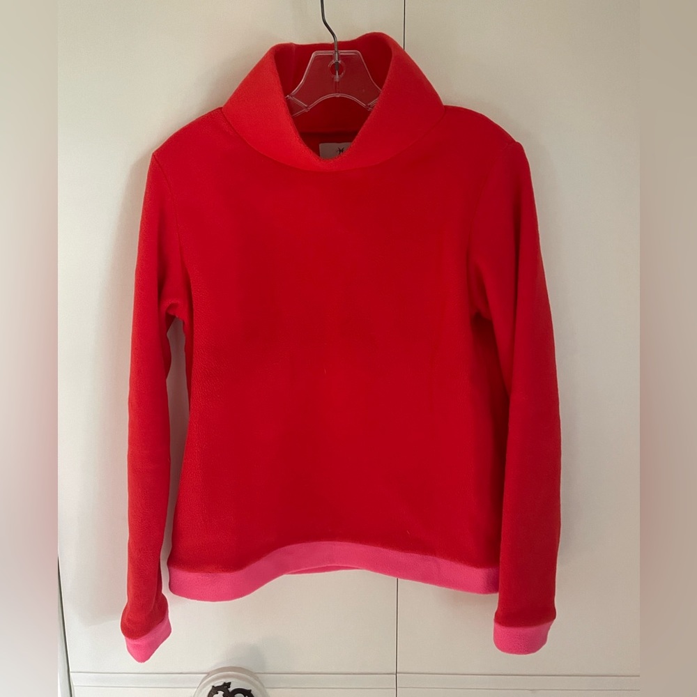 Dudley Stephens — Poppy Red and Neon Pink Colorblock — Park Slope turtleneck